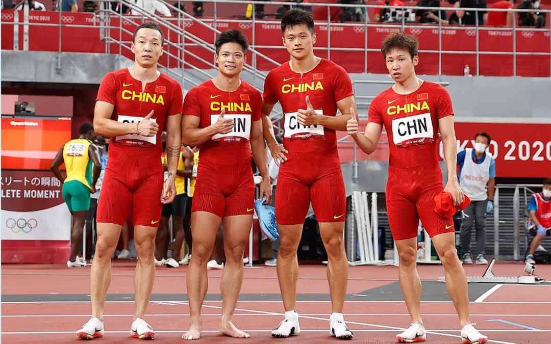 中国男子4×100米接力队东京奥运会主力队员吴智强、苏炳添、谢震业、汤星强（从左至右）均入围世锦赛名单。